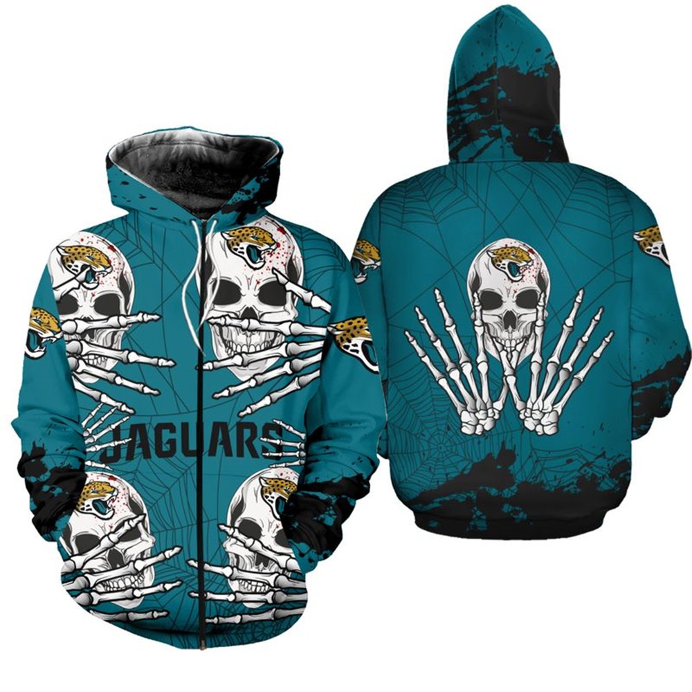 Jacksonville Jaguars Hoodie Skull for Halloween Graphic - Image 2