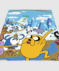 Jake And Another Character Adventure Time Sherpa Fleece Blanket Gifts for Family, for Couple