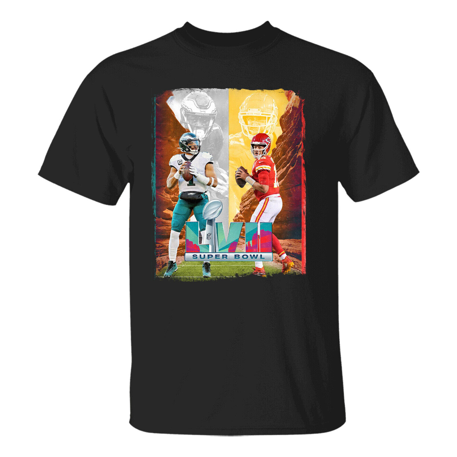 Jalen Hurts vs Patrick Mahomes Super Bowl LVII Confrontation T-Shirt Gift Men