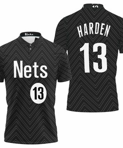 James Harden Nets 2020-21 Earned Edition Black Jersey Inspired 3D All Over Print Polo Shirt