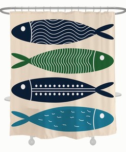 Japanese Style Fish Shower Curtain, Waterproof And Washable Shower Curtain For Bathtub, Retro Bathroom Decor