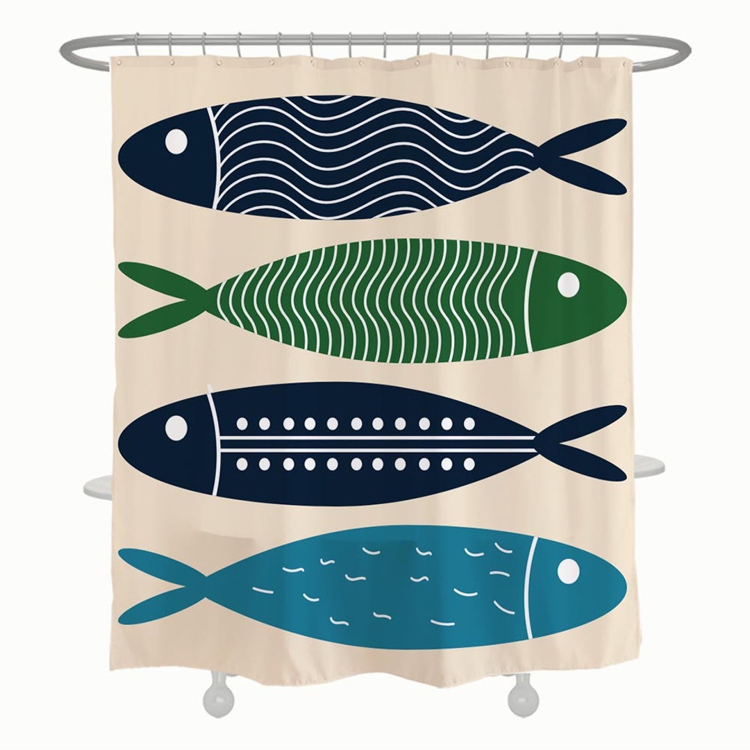 Japanese Style Fish Shower Curtain, Waterproof And Washable Shower Curtain For Bathtub, Retro Bathroom Decor