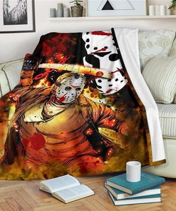 Jason Voorhees Bedding Horror Sherpa Fleece Blanket Gifts for Family, for Couple