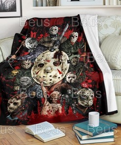 Jason Voorhees Fleece Blanket Halloween Horror Scary Movie Quilt Blanket Bedding Set