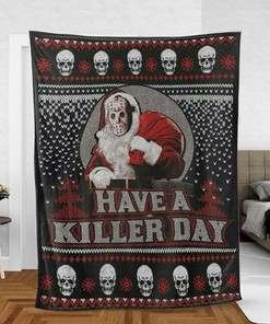 Jason Voorhees Friday The 13th Fan Gift, Jason Voorhees Santa Claus Have A Killer Day Comfy Sofa Throw Blanket Gift