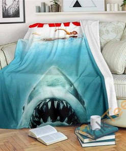 Jaws Movie Sherpa Fleece Blanket Gifts for Family, for Couple
