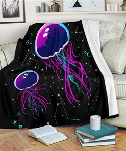 Jellyfish Idea Sea Lover Sherpa Fleece Blanket Gifts for Family, for Couple
