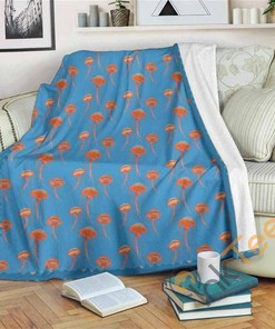 Jellyfish In Blue Sherpa Fleece Blanket Gifts for Family, for Couple