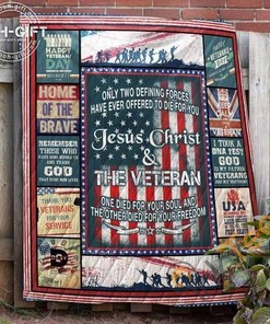 Jesus Christ And Veteran 3D Blanket 2 Quilt