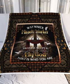 Jesus Cross Way Maker Miracle Worker Promise Keeper Light In The Darkness My God That Is Who You Are Quilt Blanket Bedding Set