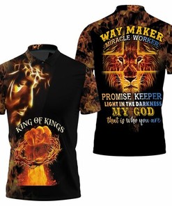 Jesus King Of Kings Way Maker Miracle Worker Lion 3d Printed 3D All Over Print Polo Shirt