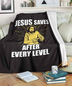 Jesus Saves After Every Level Sherpa Fleece Blanket Gifts for Family, for Couple