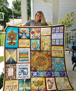Jewish Blessings Art Quotes Quilt Blanket Bedding Set
