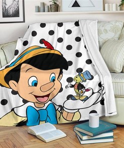 Jiminy Cricket Pinocchio Sherpa Fleece Blanket Gifts for Family, for Couple