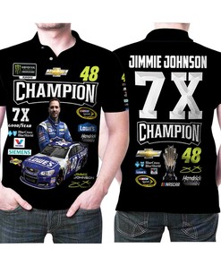 Jimmie Johnson 7x Champion Nascar Racing Driver Signature 3d Designed For Jimmie Johnson Fan Polo Shirt All Over Print Shirt 3d T-shirt
