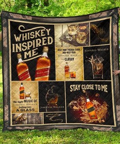 Johnnie Walker Whiskey Inspired Customizable Quilt Blanket Bedding Set for Fun Gift