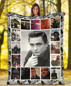 Johnny Cash Music Sherpa Fleece Blanket Gifts for Family, for Couple