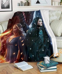 Jon Snow And Mother Of Dragon Sherpa Fleece Blanket Gifts for Family, for Couple
