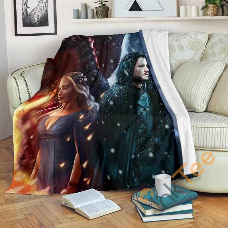 Jon Snow And Mother Of Dragon Sherpa Fleece Blanket Gifts for Family, for Couple