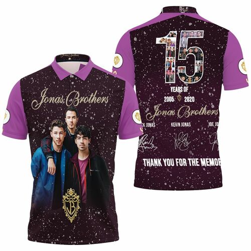 Jonas Brothers 15 Years 2005 2020 Nick Kevin Joe Signed Thank You For Memories 3d T Shi Jersey Polo Shirt