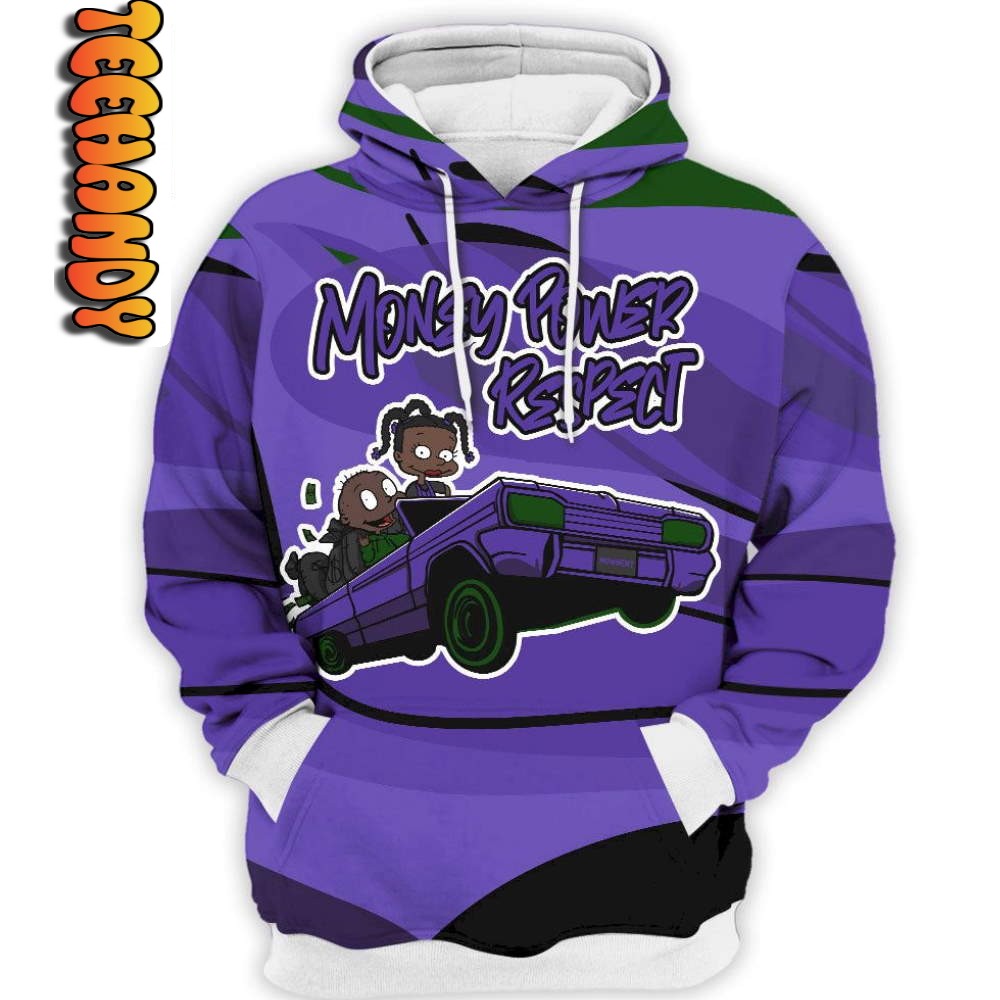 Jordan 13 Retro Court Purple Money Power Respect 3D Hoodie