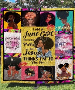 June Girl – Black Queen Quilt Blanket Bedding Set