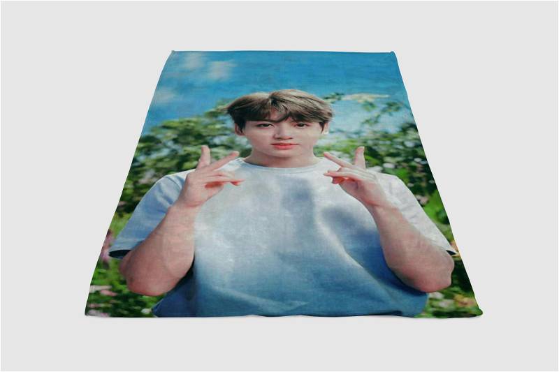 Jungkook Background Sherpa Fleece Blanket Gifts for Family, for Couple