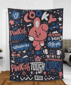 Jungkook Bts Bt Bangtan Army Fan Art Cartoon Chibi Christmas, jungkookbts Gift For Fan Comfy Throw Blanket Gift