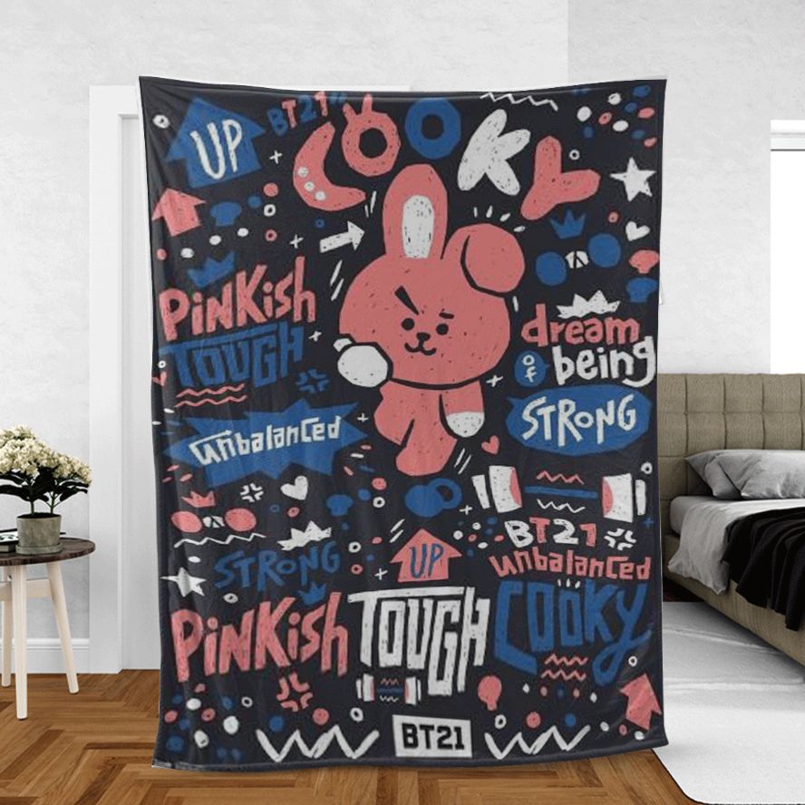 Jungkook Bts Bt Bangtan Army Fan Art Cartoon Chibi Christmas, jungkookbts Gift For Fan Comfy Throw Blanket Gift