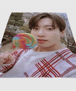 Jungkook Vlive Dispatch Sherpa Fleece Blanket Gifts for Family, for Couple