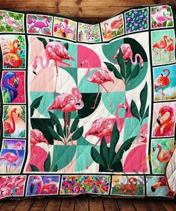 Jungle Pink Flamingos Quilt Blanket Bedding Set