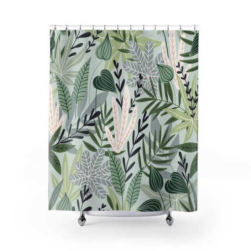 Jungle Shower Curtain, Art Print Exotic, Bathroom Decor Design, Jungle Art Print, Housewarming Gift