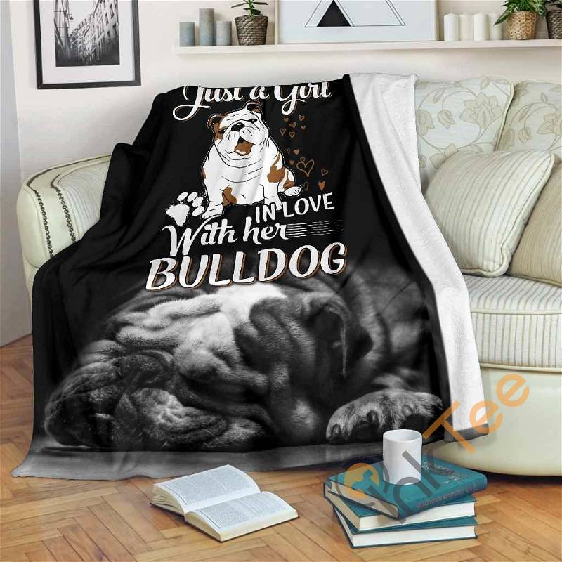Just A Girl In Love With Her Bulldog Sherpa Fleece Blanket Gifts for Family, for Couple