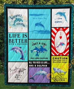 Just A Girl Who Loves Dolphins Quilt Blanket Bedding Set