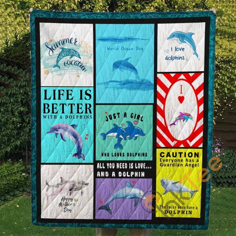 Just A Girl Who Loves Dolphins Quilt Blanket Bedding Set