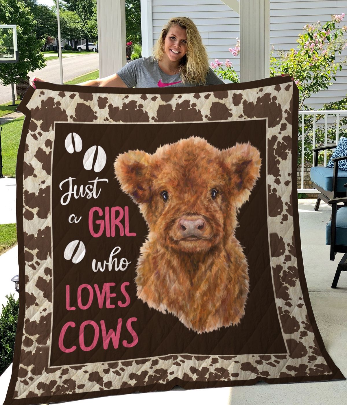 Just A Girl Who Loves Highland Cow Personalized Quilt Blanket Bedding Set