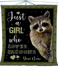 Just A Girl Who Loves Raccoons Fleece Blanket Quilt Blanket Bedding Set For Racoon Lover