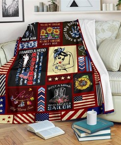 Just A Mom Who Raises A Sailor Navy Mom Sherpa Fleece Blanket Gifts for Family, for Couple