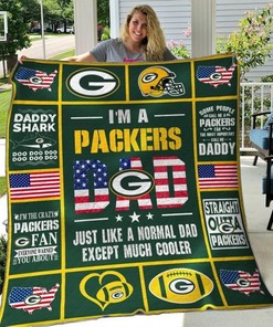 Just Like A Normal Dad Except Much Cooler Green Bay Packers Quilt Blanket Bedding Set