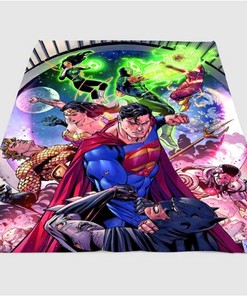 Justice League Power Character Sherpa Fleece Blanket Gifts for Family, for Couple