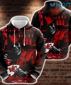 KC Chiefs Hoodie 3D Death Holding Glass Logo Kansas City Chiefs Gift