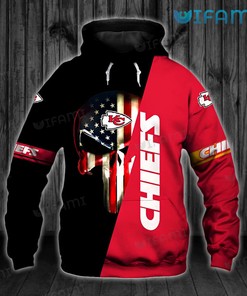 KC Chiefs Hoodie 3D Punisher Skull USA Flag Kansas City Chiefs Gift