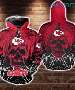 KC Chiefs Hoodie 3D Skull In Pumpkin Halloween Kansas City Chiefs Gift