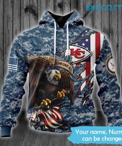 KC Chiefs Military Hoodie 3D All Gave Some Some Gave All Eagles USA Flag Kansas City Chiefs Gift