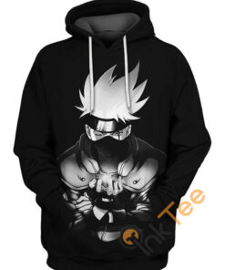 Kakashi Black And White Hoodie 3D