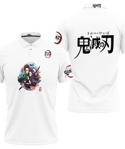 Kamado Tanjiro Kamado Nezuko Grow Up Edition Kimetsu No Yaiba White 3D All Over Print Polo Shirt