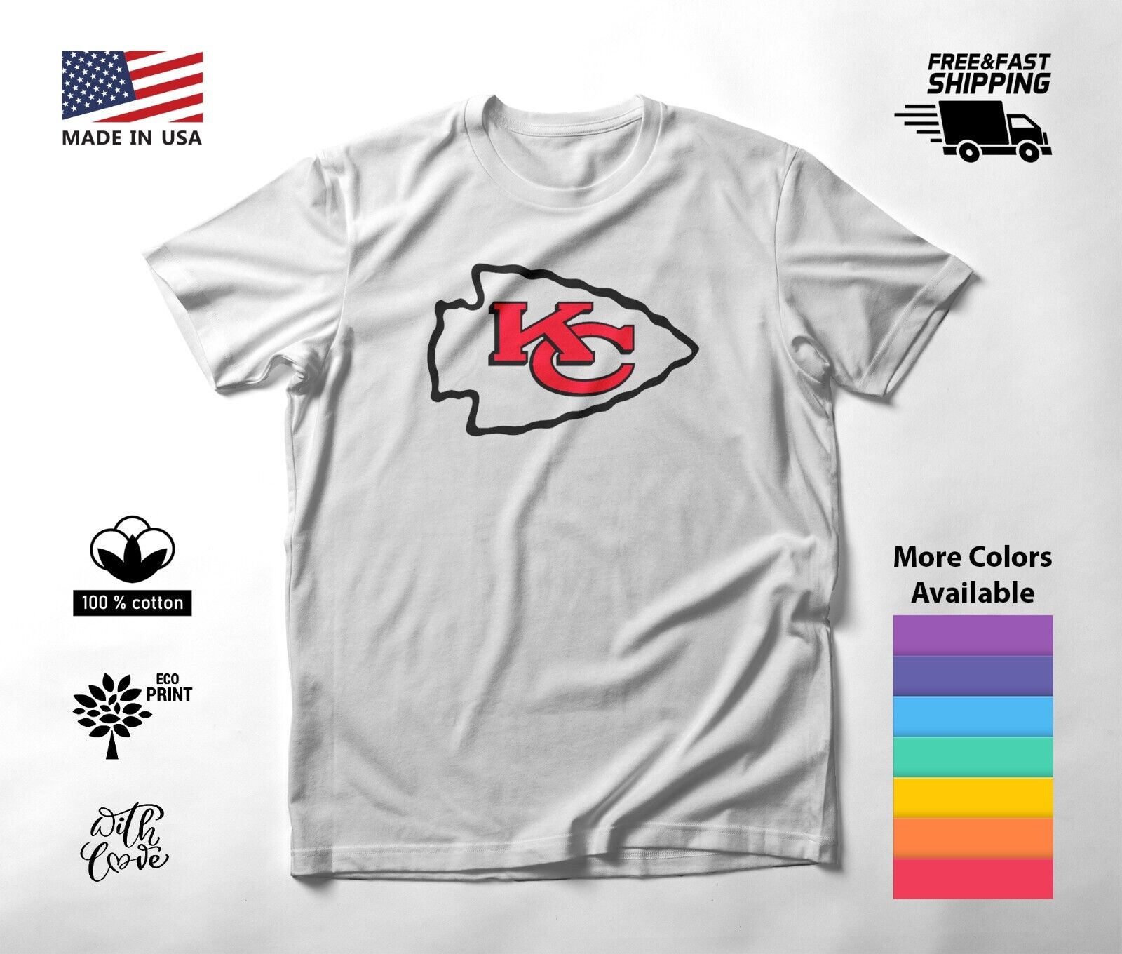 Kansas City CHIEFS Logo Shirt NFL Football Super Bowl Champions Main - Image 3