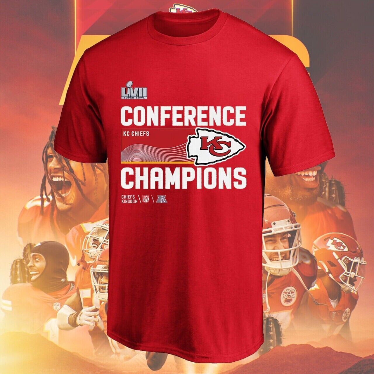 Kansas City Chiefs 2023 AFC Chiefc Kingdom T-Shirt Vintage Gift For Fan, Unisex - Image 3