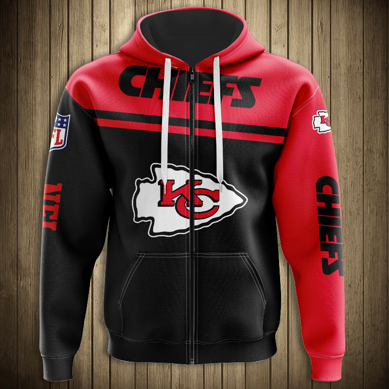 Kansas City Chiefs 3D Skull Hoodie Pullover Zip Hoodie for Fans
