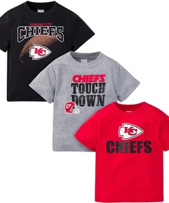 Kansas City Chiefs Baby Toddler Shirt 3 Pack, Short Sleeve Gerber NFL